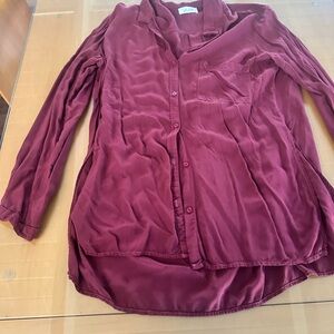 Bella Dahl Deep Wine Button-Up Shirt